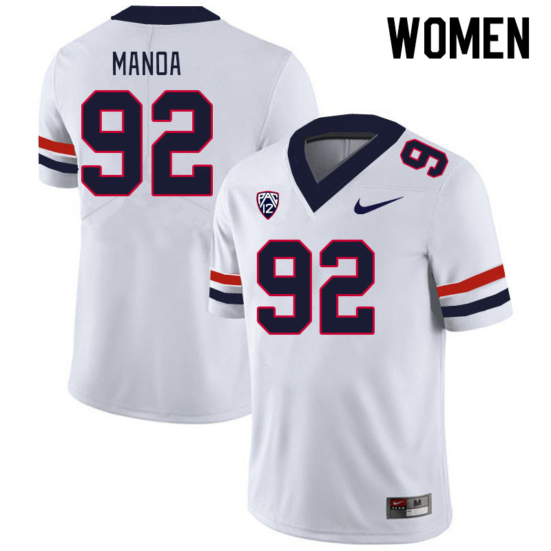 Women #92 Tyler Manoa Arizona Wildcats College Football Jerseys Stitched-White